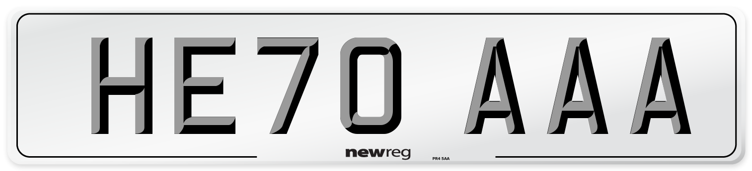 HE70 AAA Number Plate from New Reg